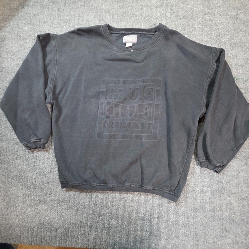 Vintage B.U.M. Equipment Sweatshirt Mens Large Black Fleece Logo Graphic 90s